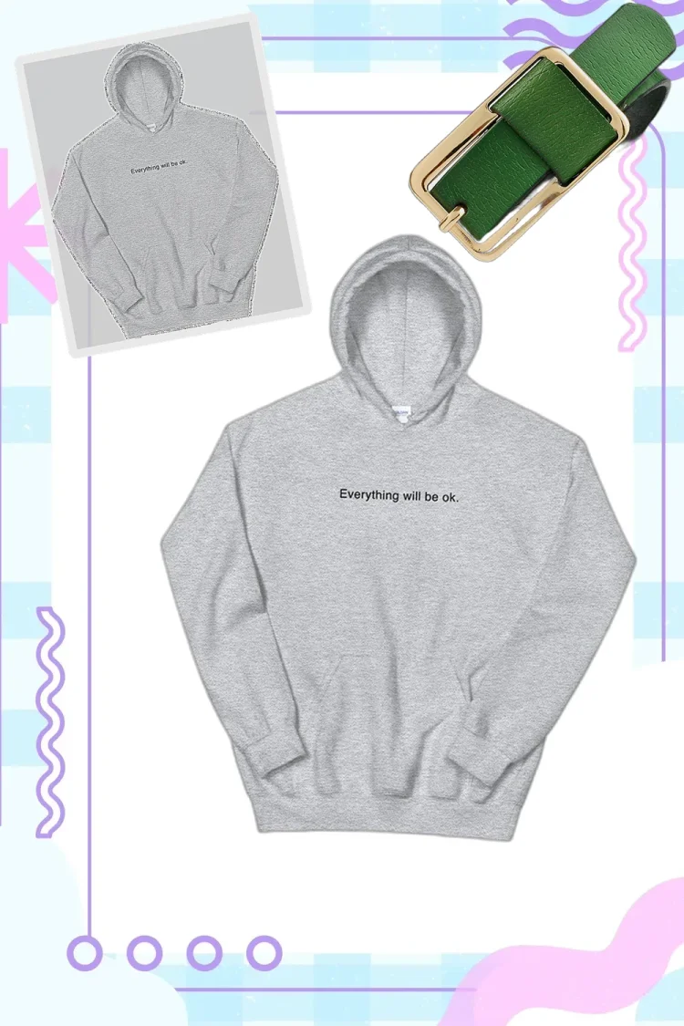 Minimalist Mental Health Hoodie: Unisex Black Casual Tops for Effortless Style