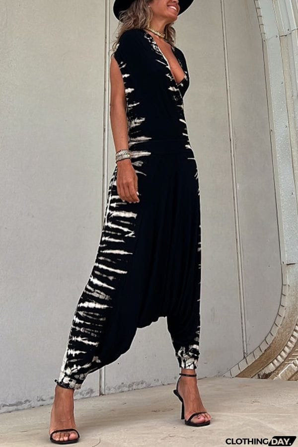 Call Me Confident Tie-dye Print Halter Stretch Jumpsuit