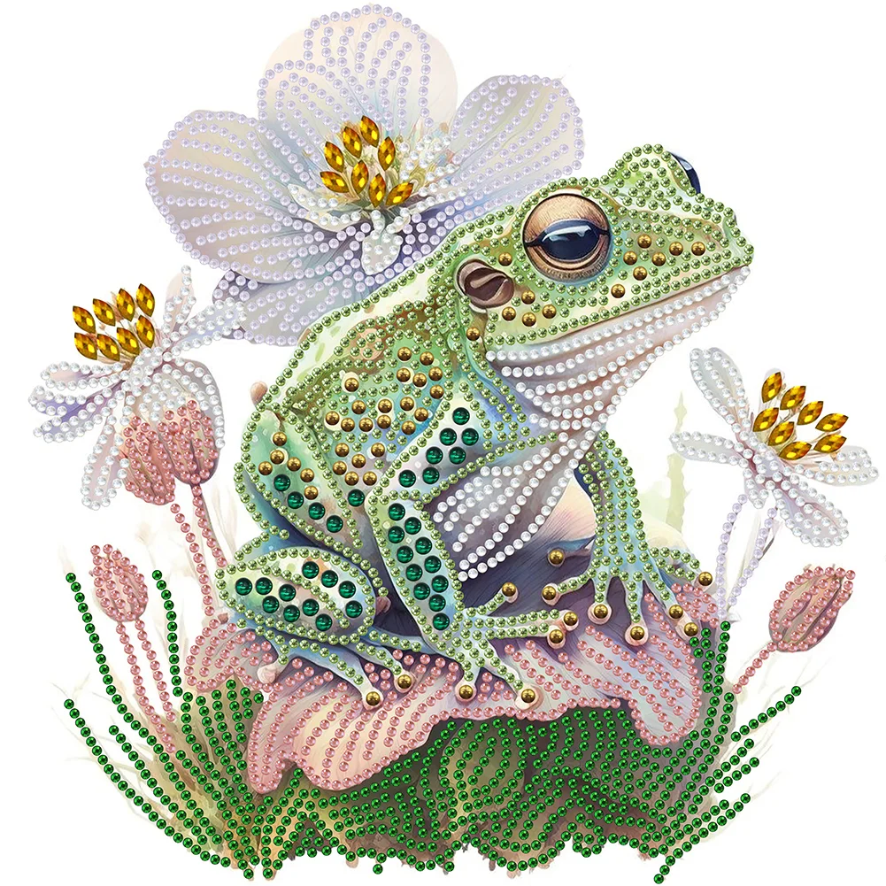 Partial Special-shaped Crystal Rhinestone Diamond Painting - Flower Frog(Canvas|30*30cm)