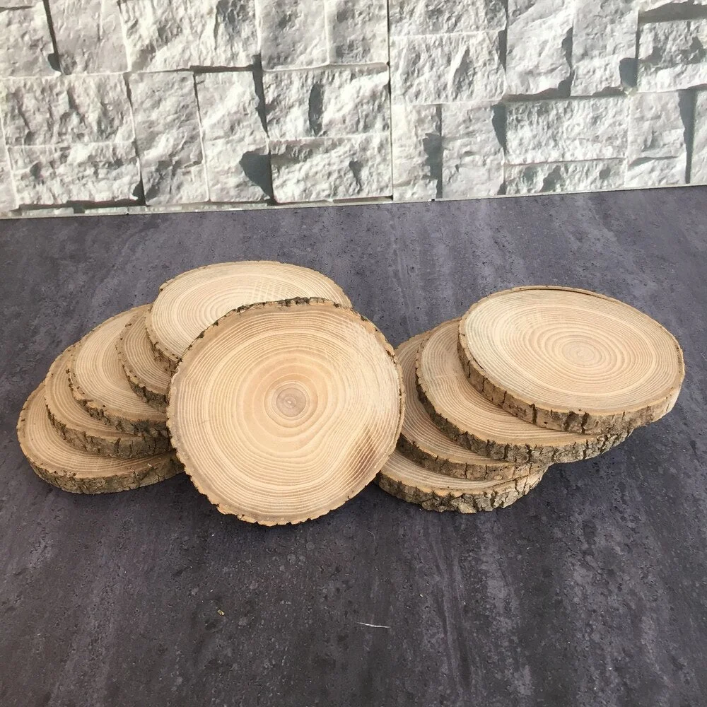 Log Of Wood Natural Round Slice Tree Bark Discs Cake Rustic Wooden Stand Wedding Party Painting Decor Home Decoration 10-20 CM