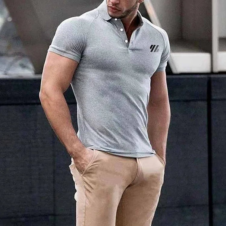 Gentleman Solid Color Lapel Polo Shirt