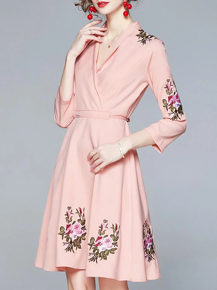 Heavy Industry Embroidered Turtleneck Dress