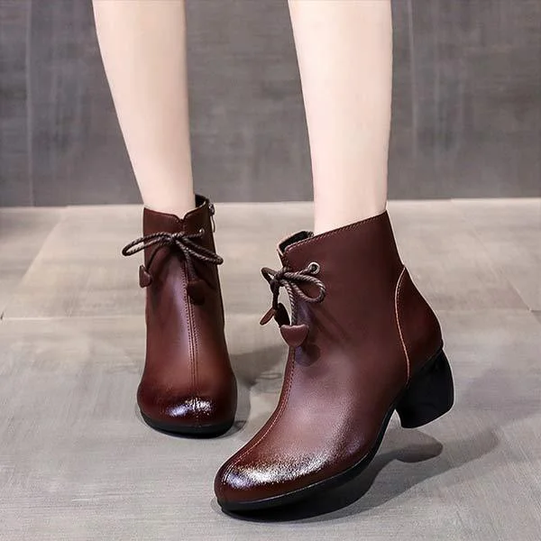 Women'S Low Round Toe Chunky Boots 11335317C