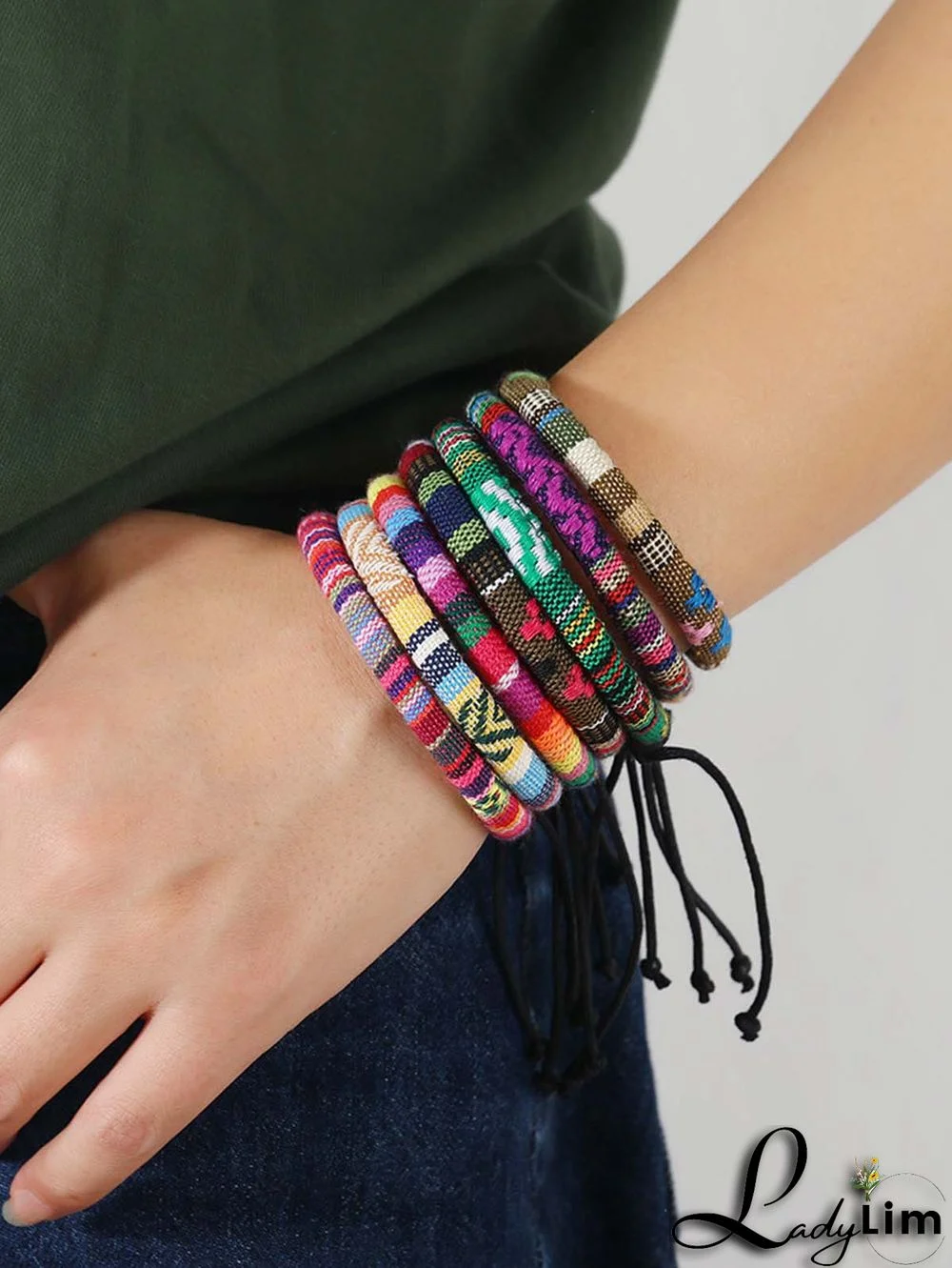 Multicolor Ethnic Style Drawstring Boho Bracelet