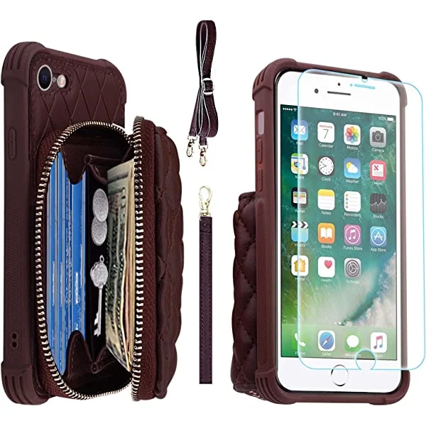 MONASAY Zipper Wallet Case for iPhone SE 2022/2020/8/7