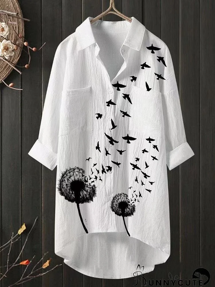 Women's Long Sleeve V-neck Floral Printed Tops