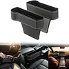 PU Leather Car Seat Organizer with Cup Holders 2 Hooks Auto Console Side Storage Box Universal Fit for Phone Sunglasses Accessories (Black 1Set)