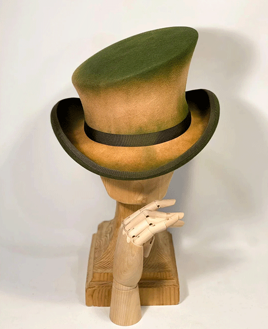 Vintage Smudge Ribbon Decor Curved Brim Top Hat