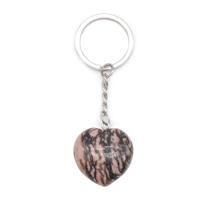 Minimalist Heart Shape Natural Stone Polishing Crystal Keychain