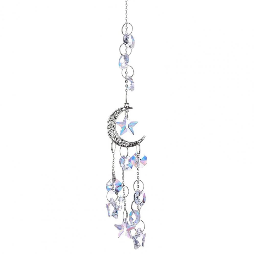 Xpoko Beautiful Shiny Hanging Decor Faux Crystal Exquisite Star Shape Suncatcher Decor For Home