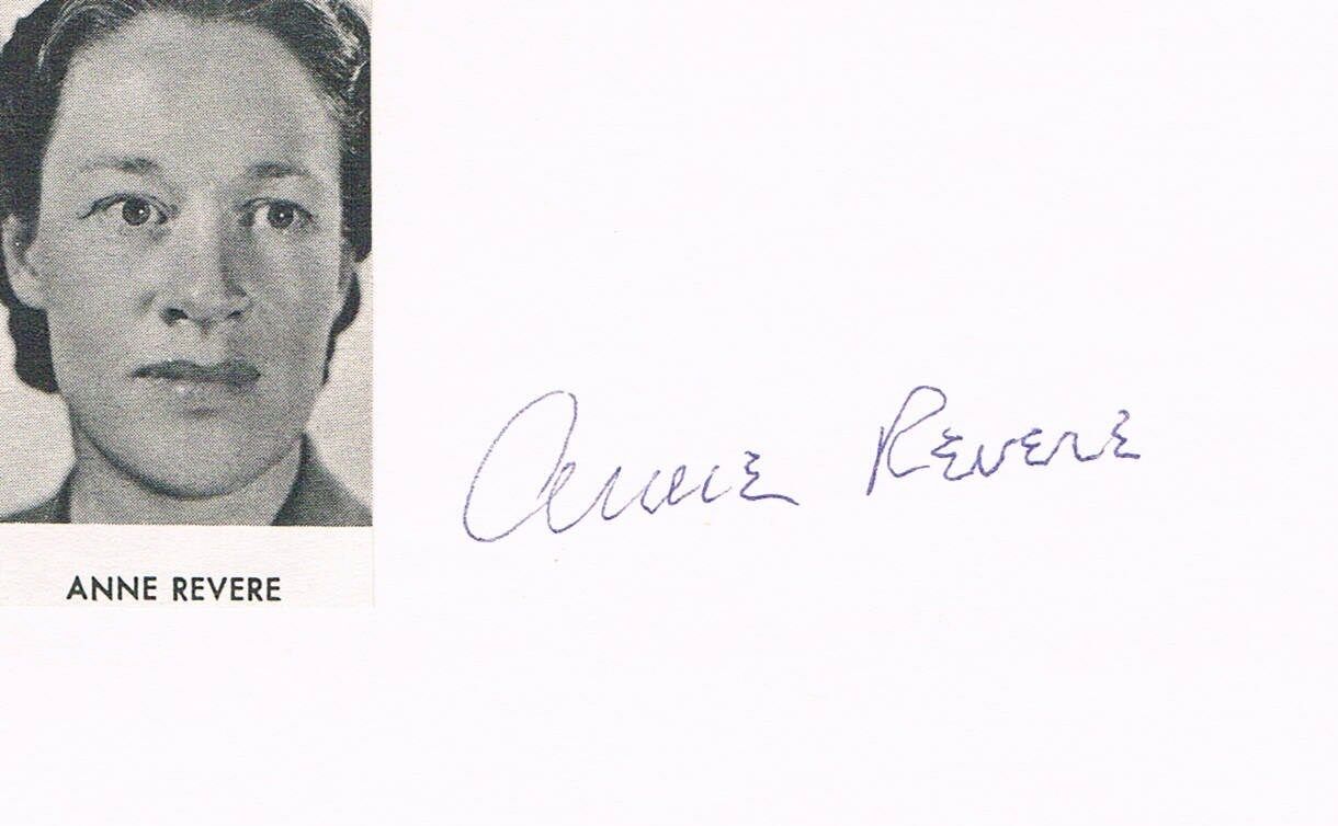 Anne Revere 1903-90 genuine autograph card 3x5