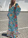 Floral Printed Empire Long Sleeves Maxi Dress
