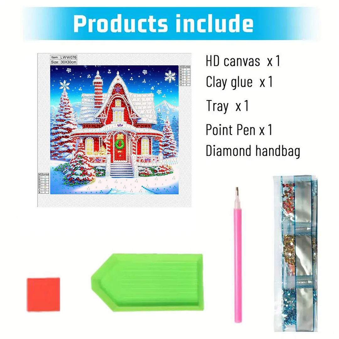 Christmas House - Diamond Painting - Partial Special Shaped Drill(Canvas|30*30cm)