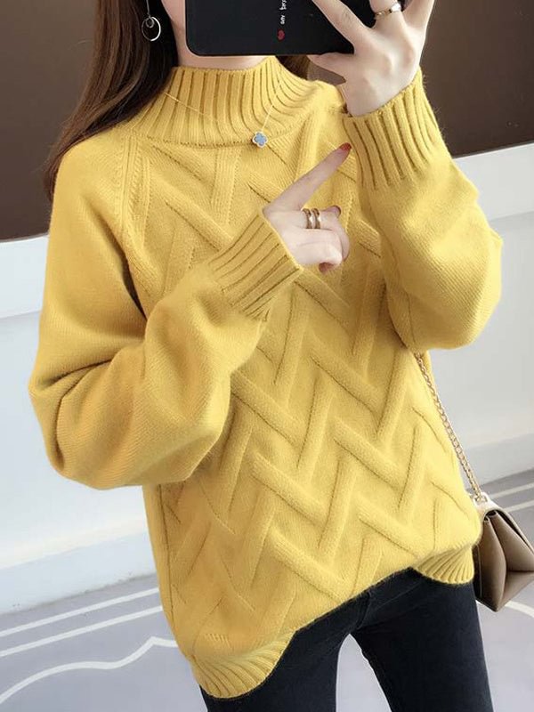 Women Long Sleeve Stand-up Collar Women Sweaters