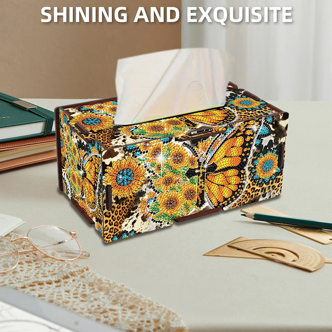 Wooden Diamond Painting Tissue Box for Home and Office Decoration (ZJH031)