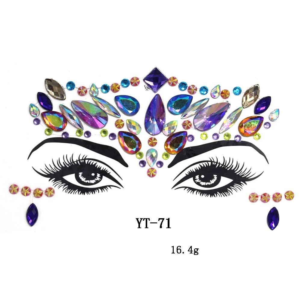 Facial Rhinestone Natural Resin Face Sticker Rhinestone Tattoo Makeup Party Christmas Party Face Decoration Makeup Stickers