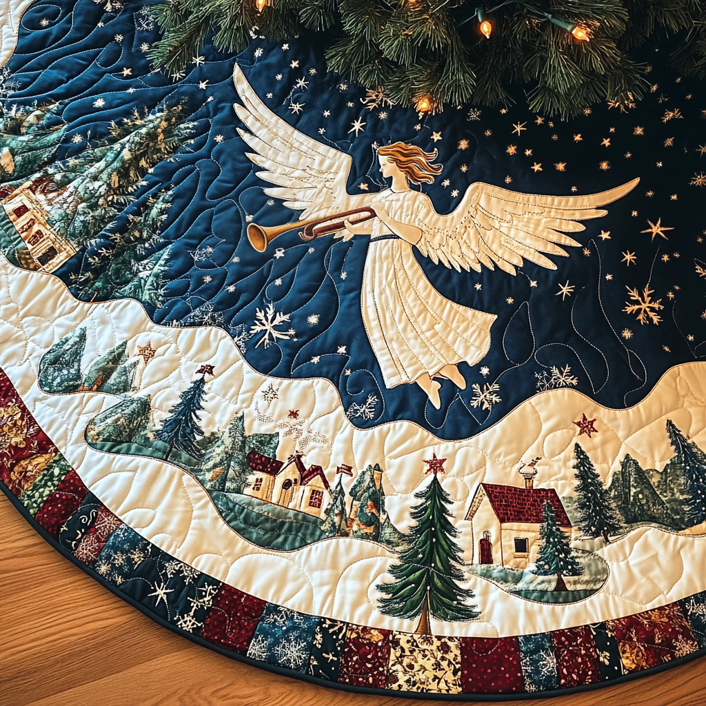 Trumpet Herald Christmas Quilted Tree Skirt NCU0VH1058