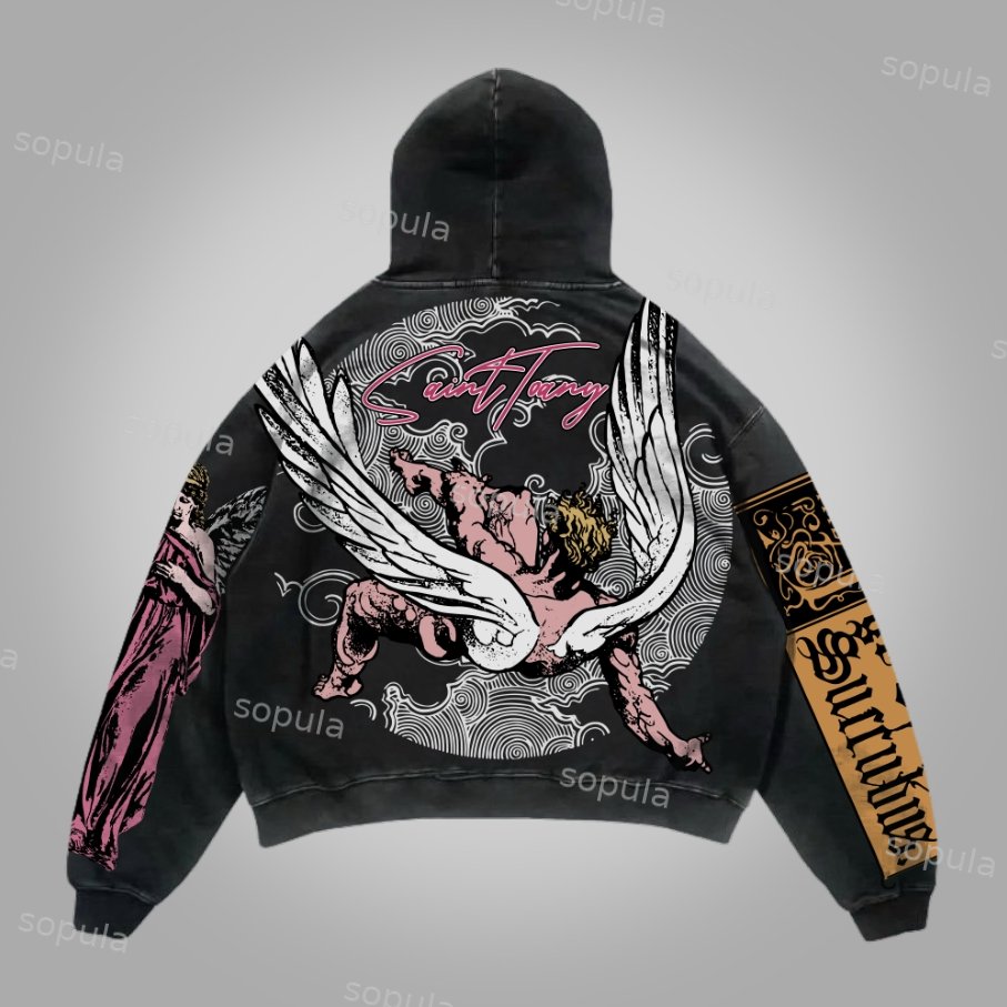 Classical Art Vintage Graphics Pocket Hoodie - SOPULA