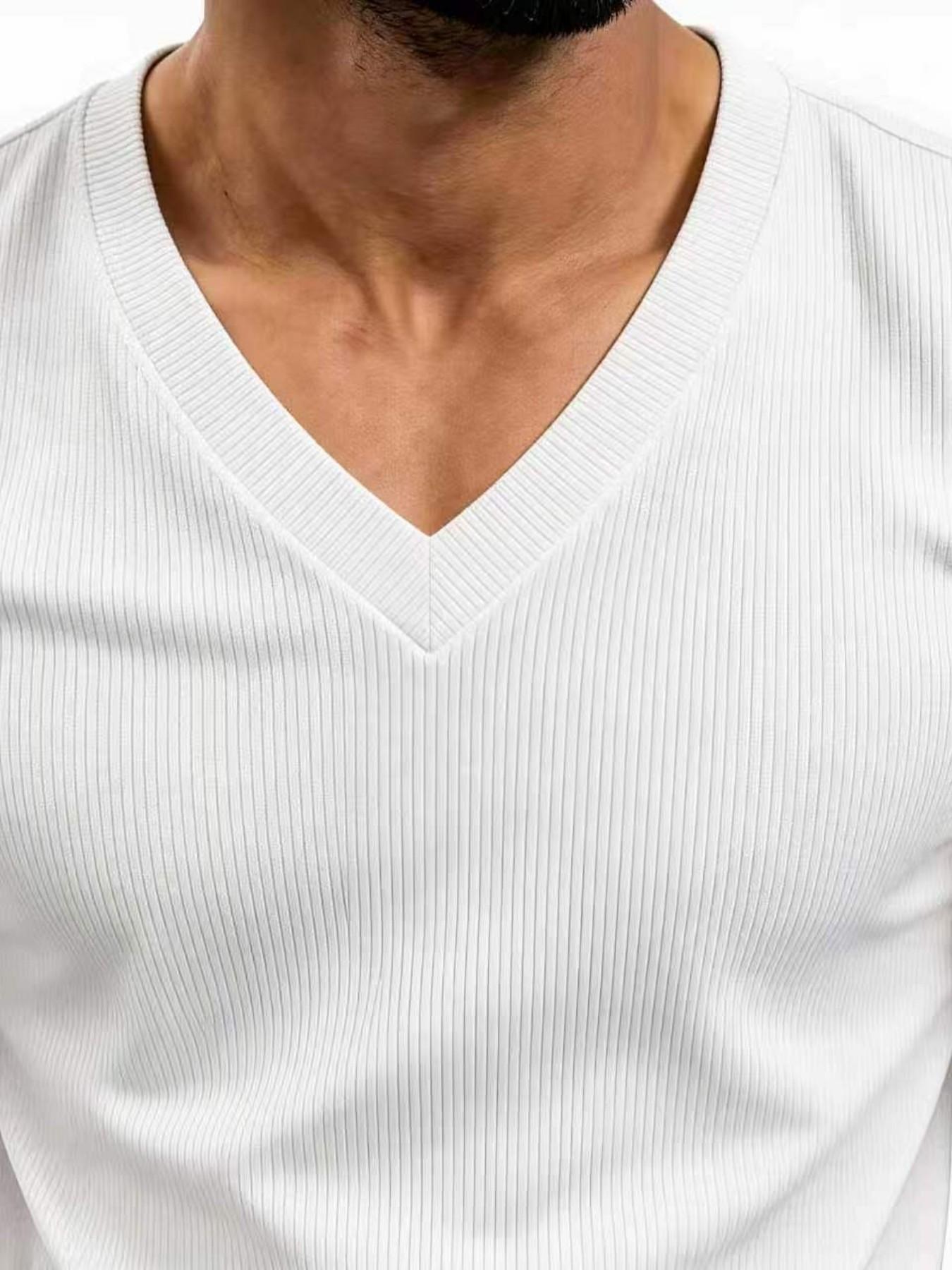 Men's summer plain-colored short-sleeved breathable fashionable streetwear Minimalistic Fitness Activewear T-shirt, V-neck fitted short-sleeve design, suitable for gym workouts and outdoor leisure wear, available in multiple colors, Training Shirt
