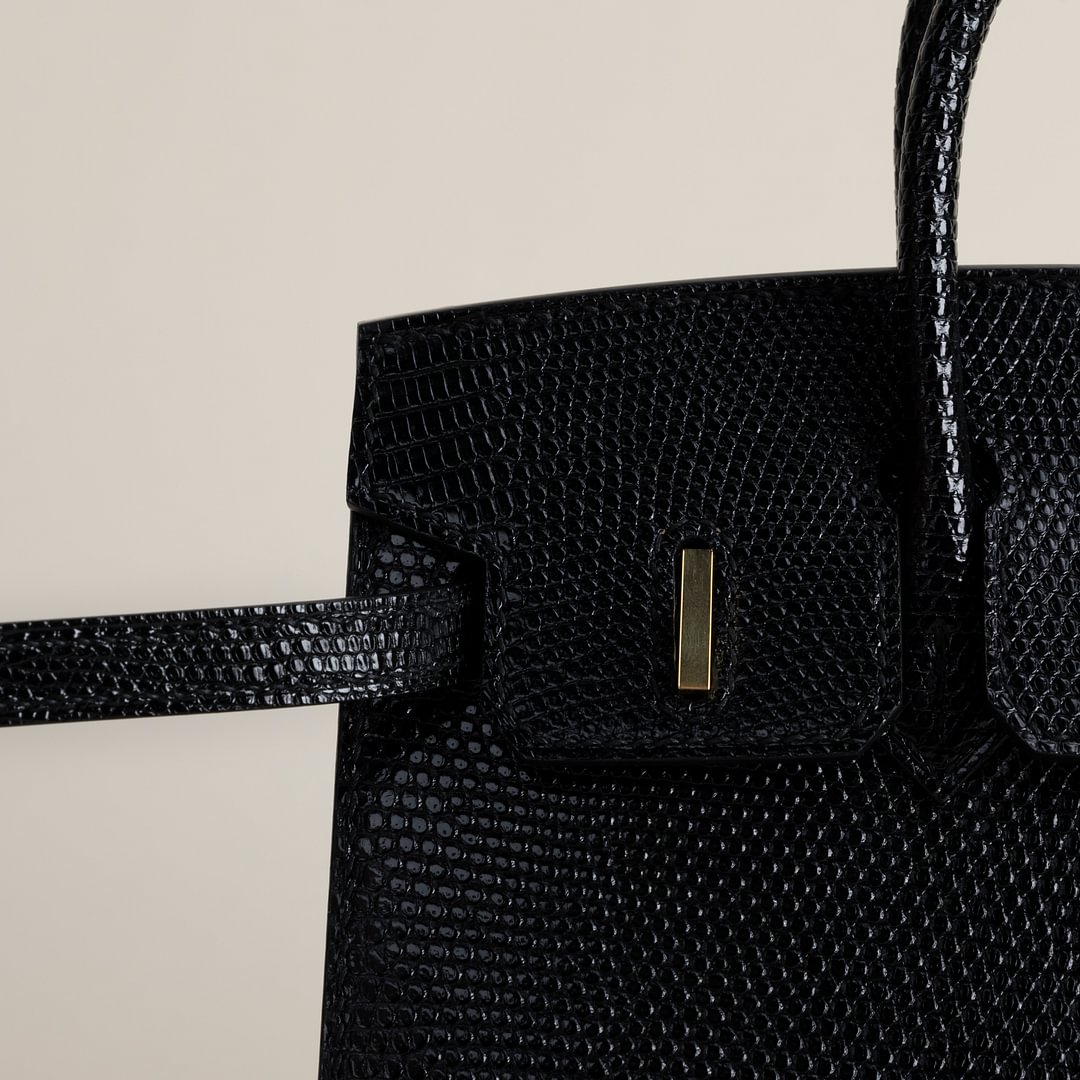 Birkin 20cm Lizard skin CC89 Noir  GHW