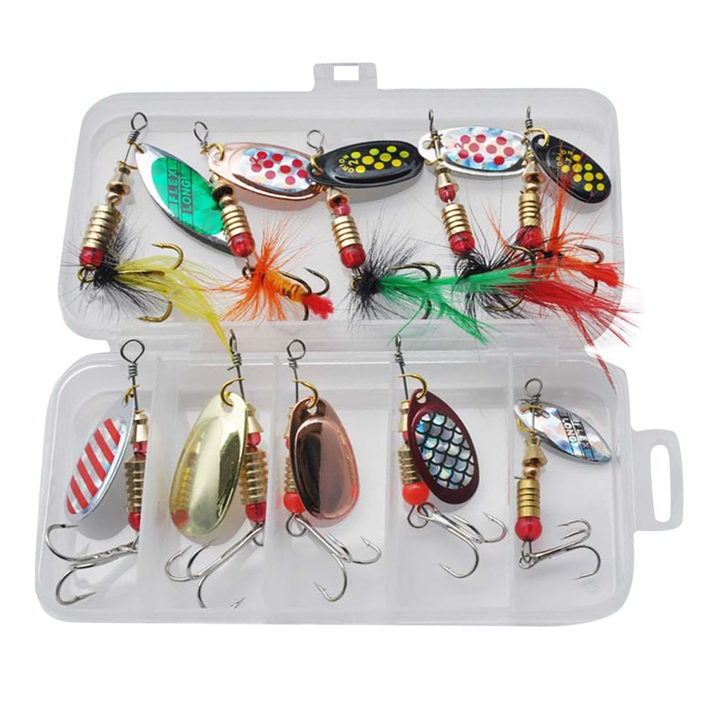

10pcs Spinner Fishing Lures Wobblers Hooks Metal Sequin Trout Crankbaits, 501 Original