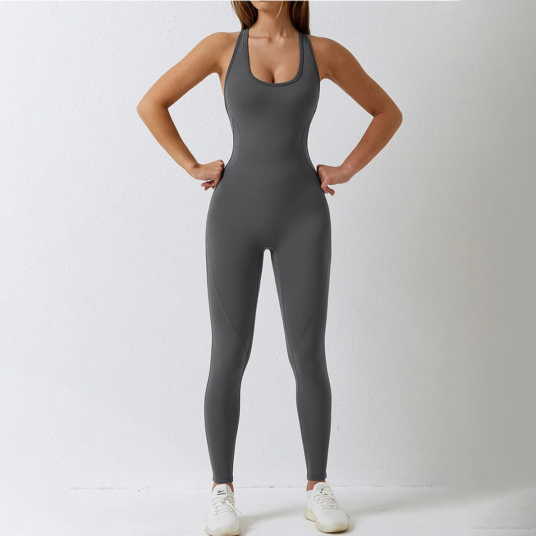 Seamless cutout back sports jumpsuit