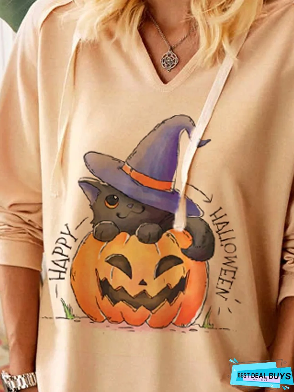 Halloween Sweet & Cute Animal V Neck Sweatshirt
