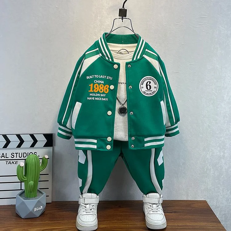 Toddler Boys Jackets Boys' Baseball Jacket Suit Two-Piece Set