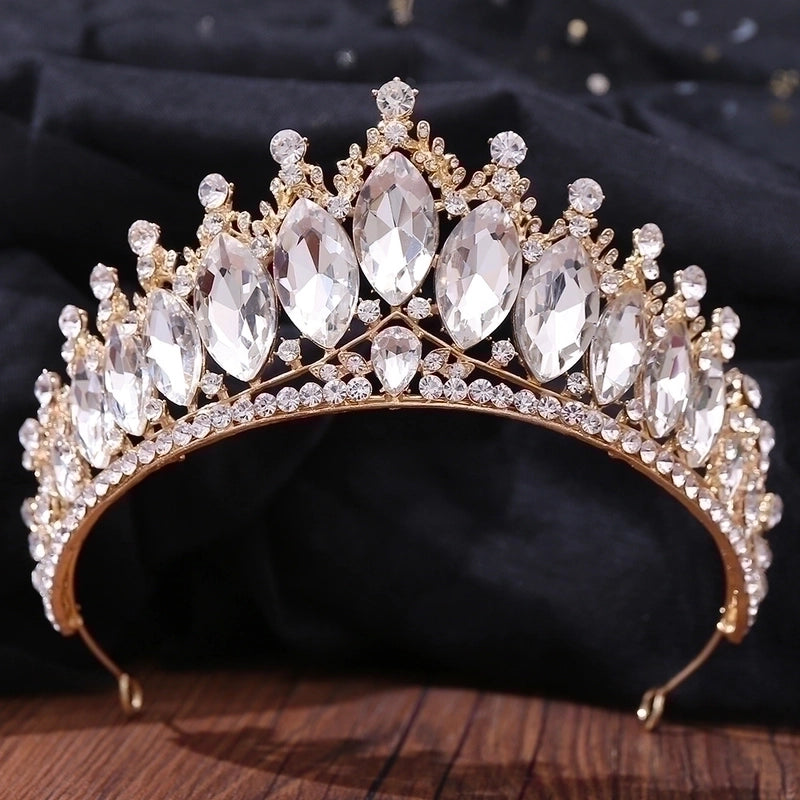 Retro Crown Alloy Inlay Crystal Rhinestones Crown 1 Piece