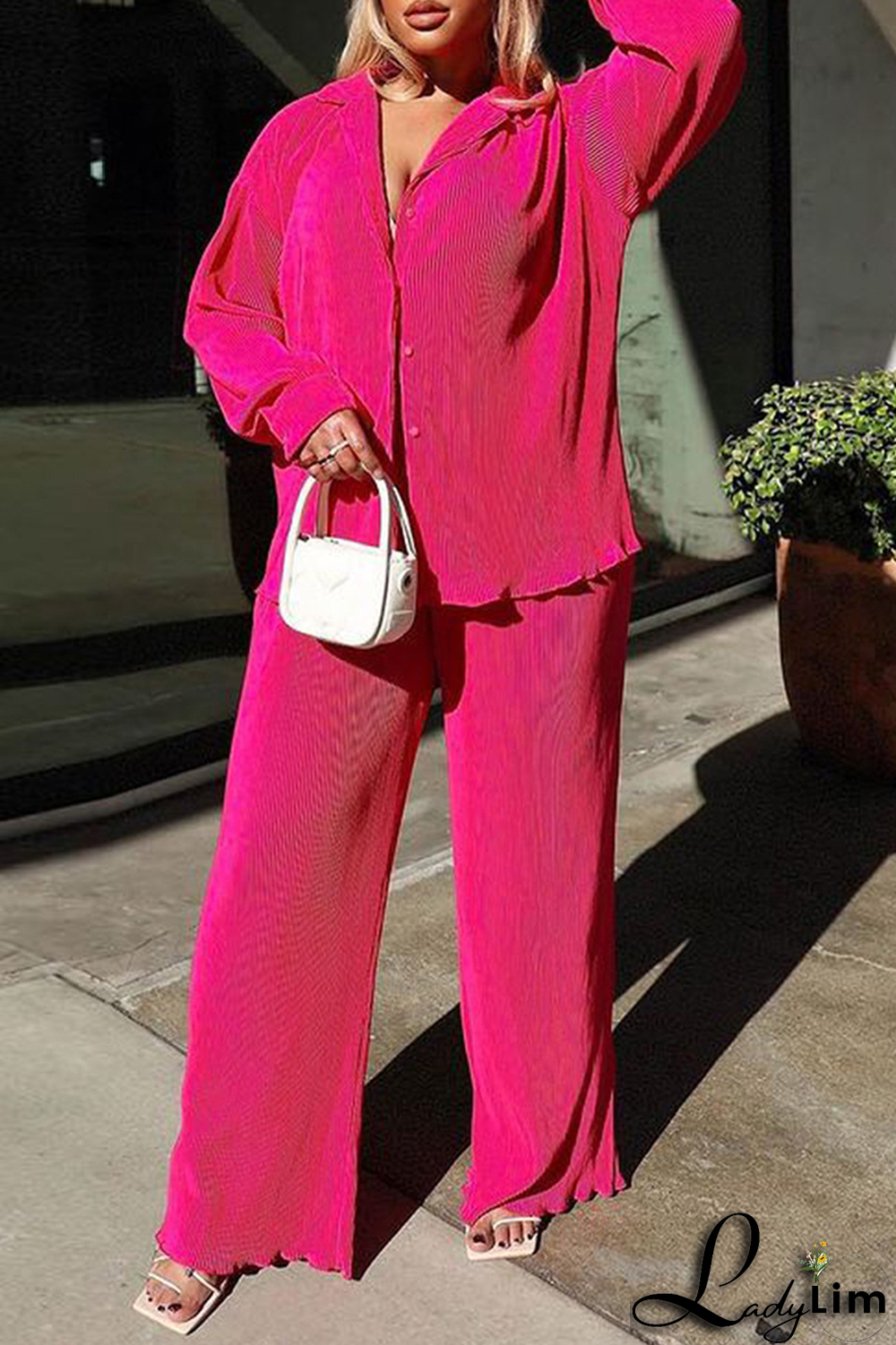 Blue Casual Solid Patchwork Turndown Collar Long Sleeve Two Pieces