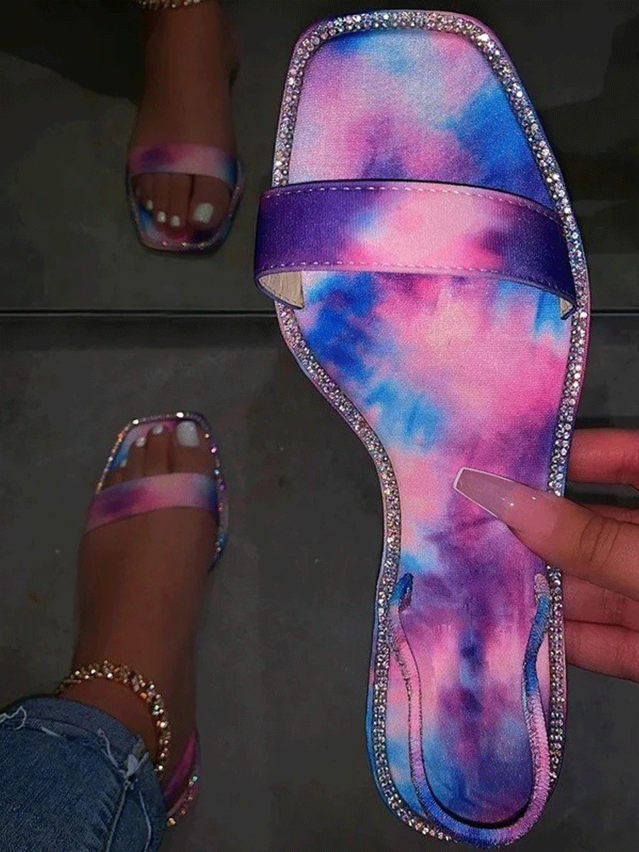 Tie-dye Rhinestone Sandals