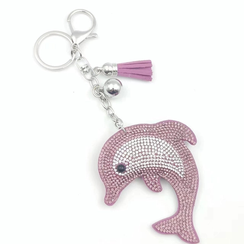 Beach Dolphin Flannel Unisex Keychain