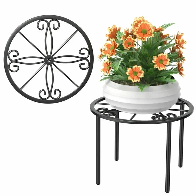niffgaff 1 PCS Plant Stand, Heavy Duty Metal Stand Decorates Plants, Flower Pot Stand against rusting，Round Plant Rack for Room Indoor and Outdoor Courtyard,Gardens.