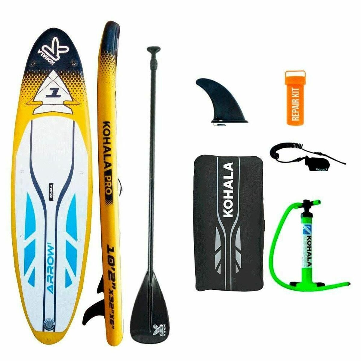 Inflatable Paddle Surf Board with Accessories Kohala Arrow 1 Yellow (310 x 81 x 15 cm) - sale.kim -  endless selection of finest brands