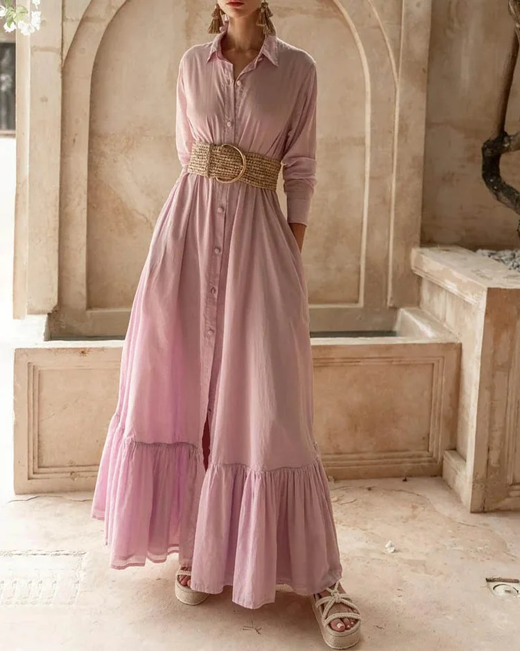 Ladies Casual Fashion Long Sleeve Dress