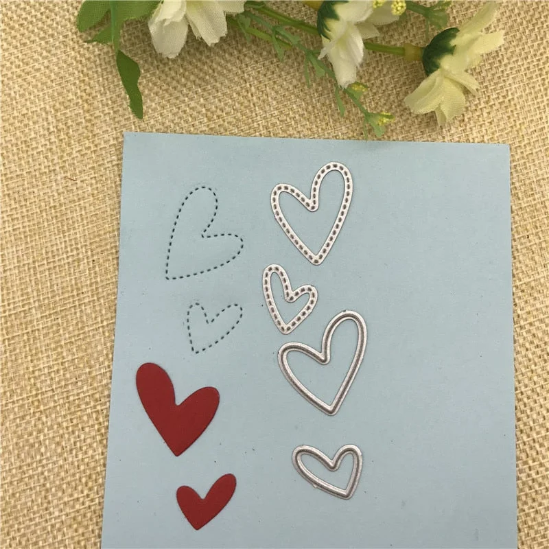 4pc sweet heart dot METAL CUTTING DIES cut Stencil for DIY Scrapbooking Photo Album Embossing Paper Cards Decorative Crafts