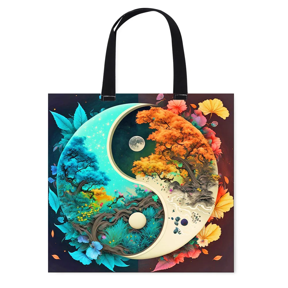 11CT DIY Stamped Cross Stitch Handbag Shopper Bag - Tai Chi Trees(Canvas|40*40CM)