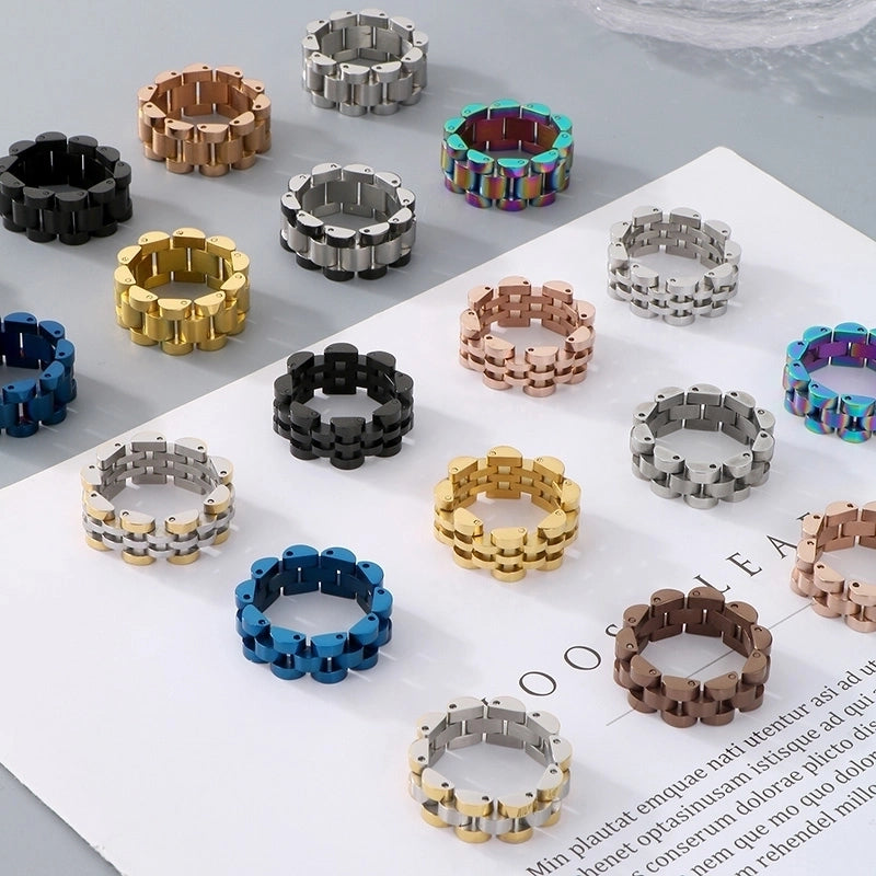 Jewelry Minimalist Classic Style Geometric 304 Stainless Steel 18K Gold Plated Rings