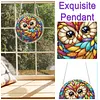 (25cm)DIY Acrylic Jigsaw Puzzle Window Hanging with Hanging Chain DIY Stained Glass Decoration Round Window Puzzle Decor for DIY Craft Project (Stained Glass Owl)