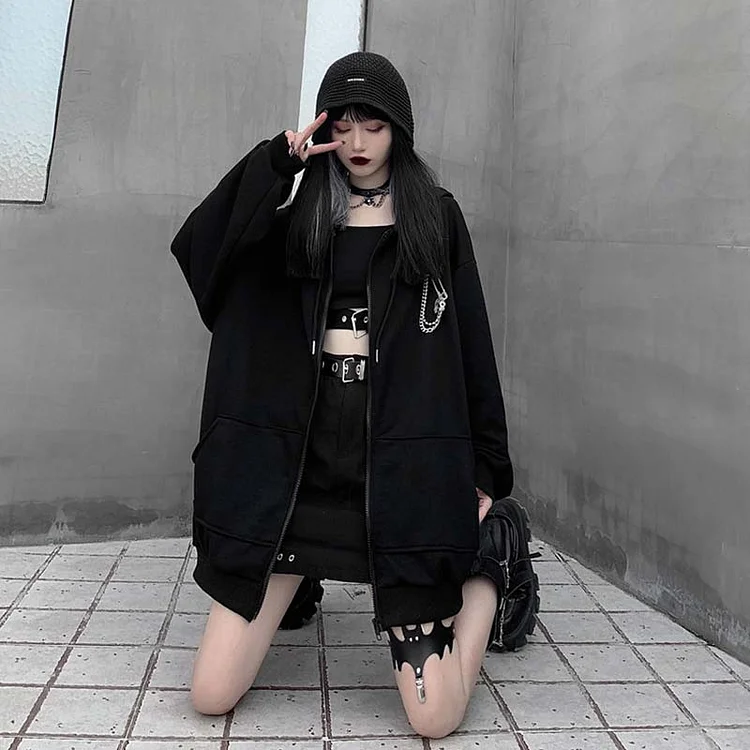 Gothic Little Demon Loose Hooded Coat