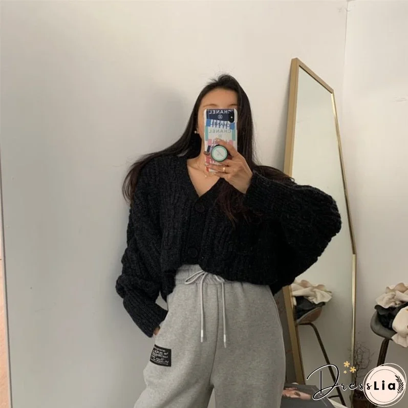 Syiwidii Vintage Criss-Cross Cardigan Woman Sweaters Fall Winter Raglan Sleeve V Neck Button Up Jackets Knitted Short Coats