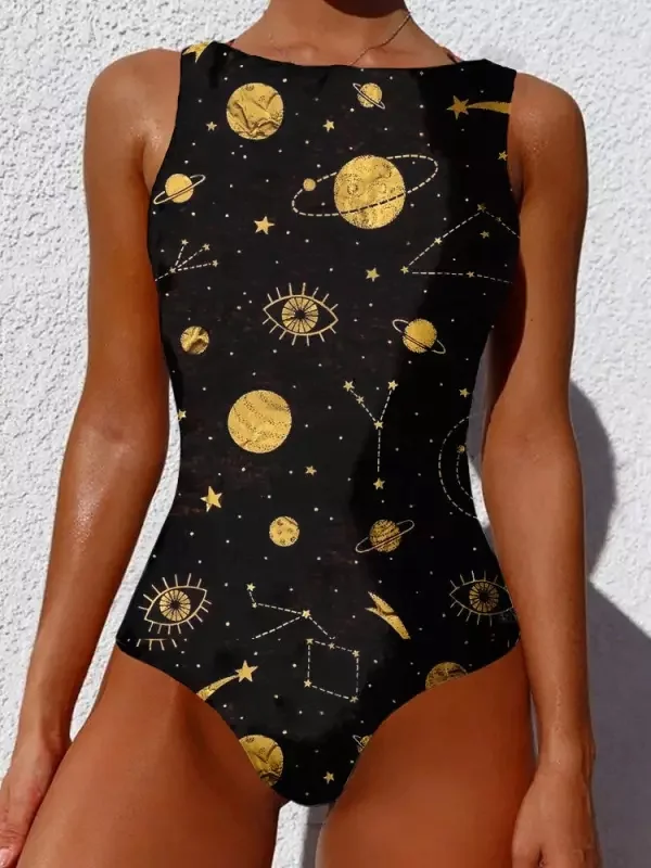 Woman The stars on the moon drawing swimsuit