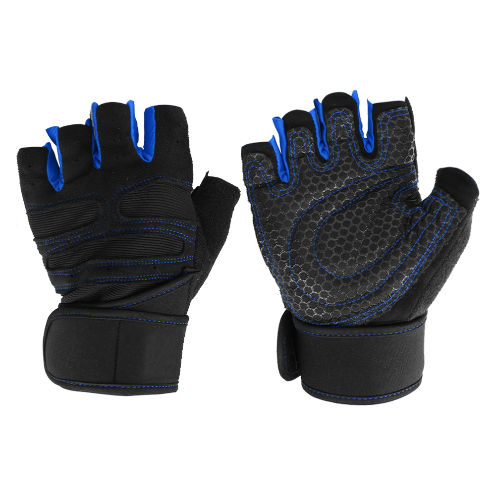 

Shockproof Weight Lifting Gloves Sports Cycling Half Finger Gloves, Light blue, 501 Original