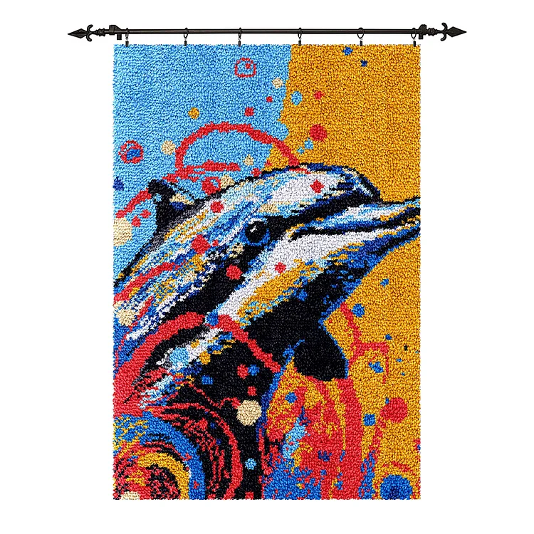[Large Size] Powerful Dolphin - Latch Hook Rug Kit veirousa