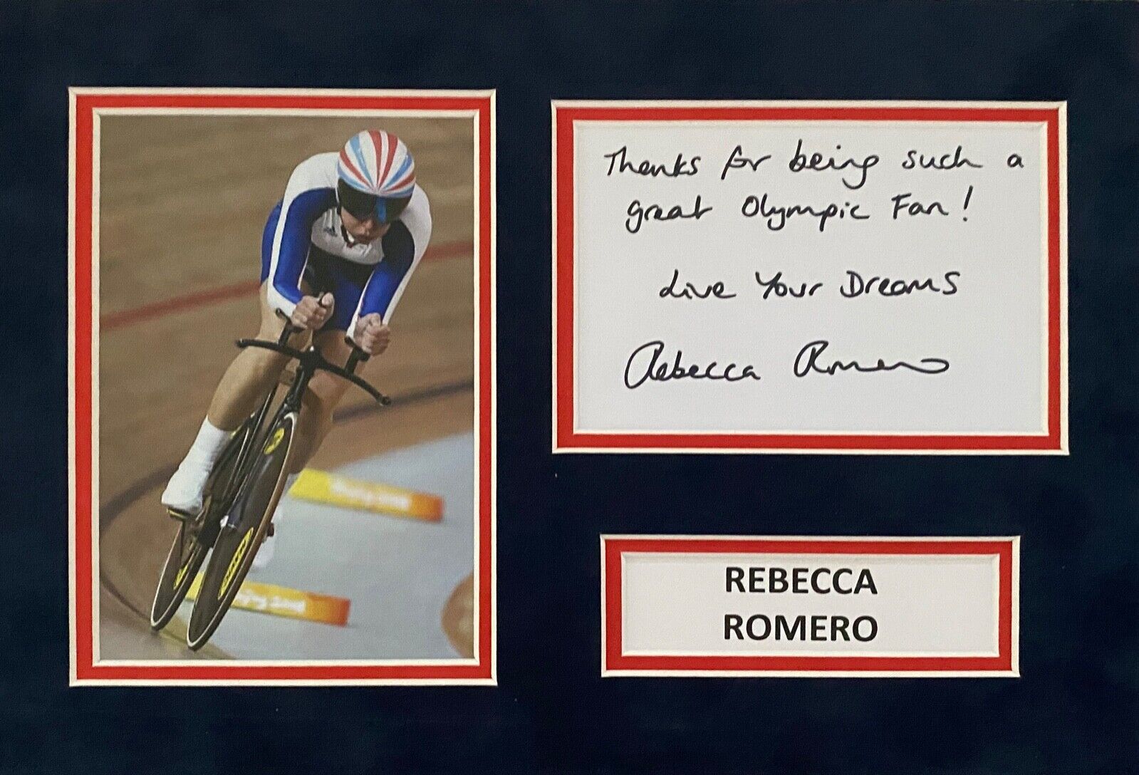 REBECCA ROMERO HAND SIGNED A4 Photo Poster painting MOUNT DISPLAY OLYMPICS AUTOGRAPH