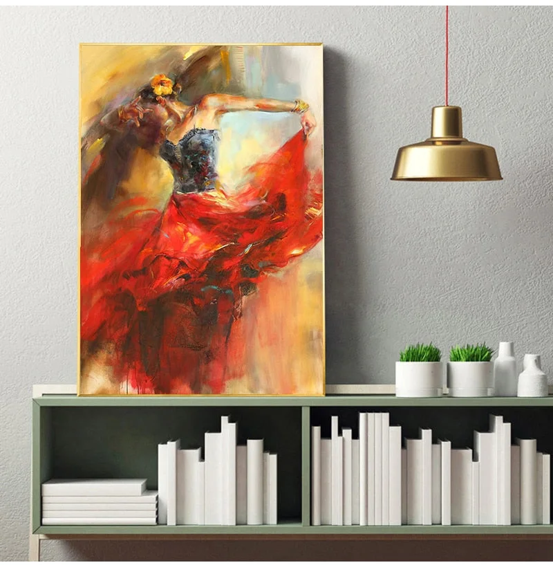 Spanish Flamenco Beauty Dancer Art Oil Canvas Painting Vintage Figure Posters And Prints Wall Art Picture Modern Hme Decoration