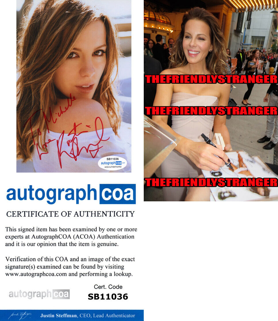 KATE BECKINSALE signed Autographed 4X6 Photo Poster painting e PROOF - SEXY Beautiful ACOA COA