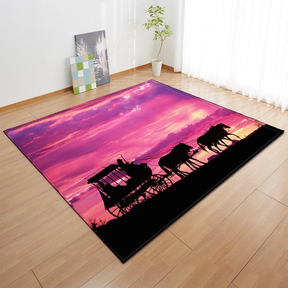 Carpets For Living Room Bedroom Decoration Bedside Mat Home Landscape Pattern Hallway Balcony Children Anti-Slip Floor Large Rug