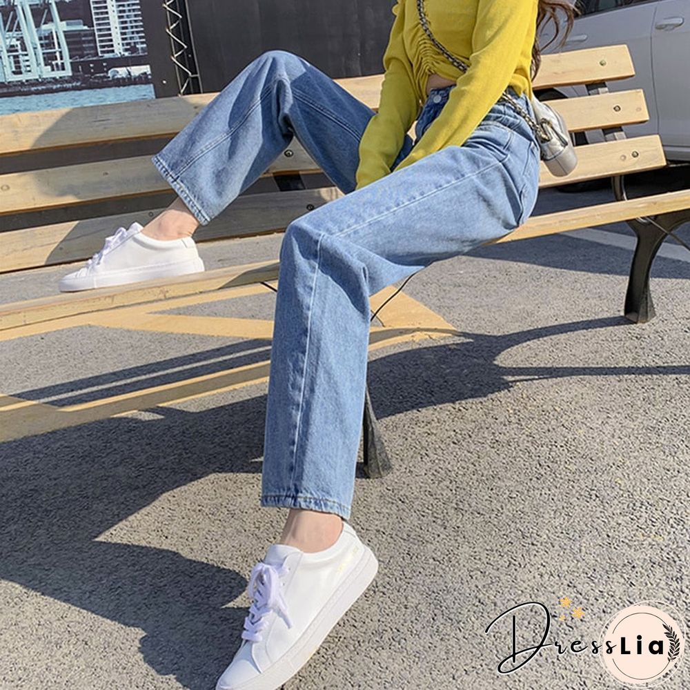 Woman Jeans High Waist Clothes Wide Leg Denim Clothing Blue Streetwear Vintage Quality Fashion Harajuku Straight Pants