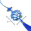 Full Bead Embroidery Keychain Lotus Printed Craft Gifts(10x9cm)